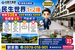 小劉推薦｜基隆×民生世界🛍️1+2樓｜低總價4房
