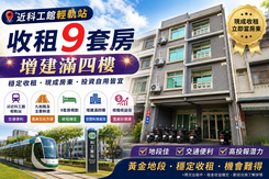 近科工館輕軌站/收租9套房增建滿四樓*穩定收租