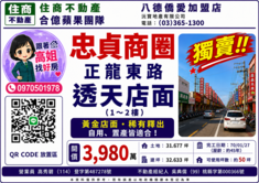  [合億蘋果團隊] 忠貞商圈龍東路透天金店面