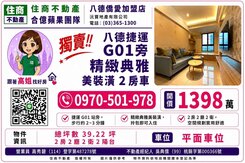 [合億蘋果團隊] 八德捷運G01旁美裝潢2房車