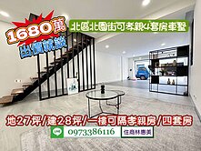 北區北園街翻新4套房店面透天/售1680萬.價可談