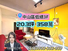 獨家★中山區低總3F★有巢氏城上城～佑佑