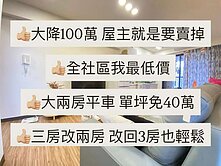 降100萬➕全社區最低南屯🔥三改二兩房平車視野戶