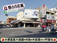 永康區崑大路6米面寬21.7坪建地/價可談