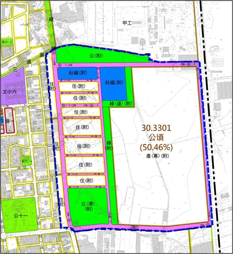 聖森路以西產業園區變更後示意圖。圖／高雄市府提供