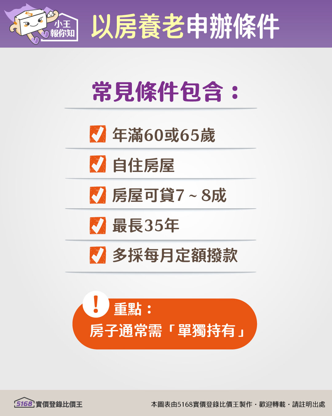 以房養老申辦條件。圖／5168實價登錄比價王製作