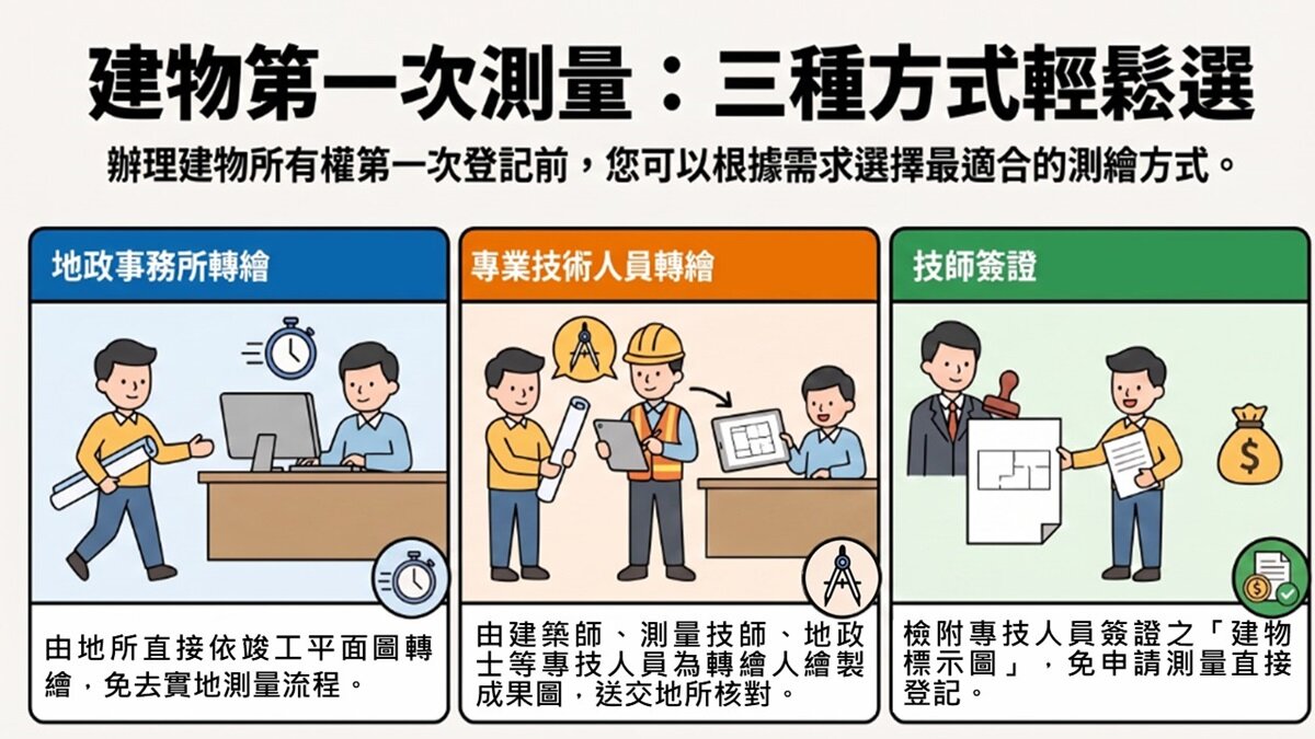 建物第一次測量多元測繪管道說明。圖/台中市府提供