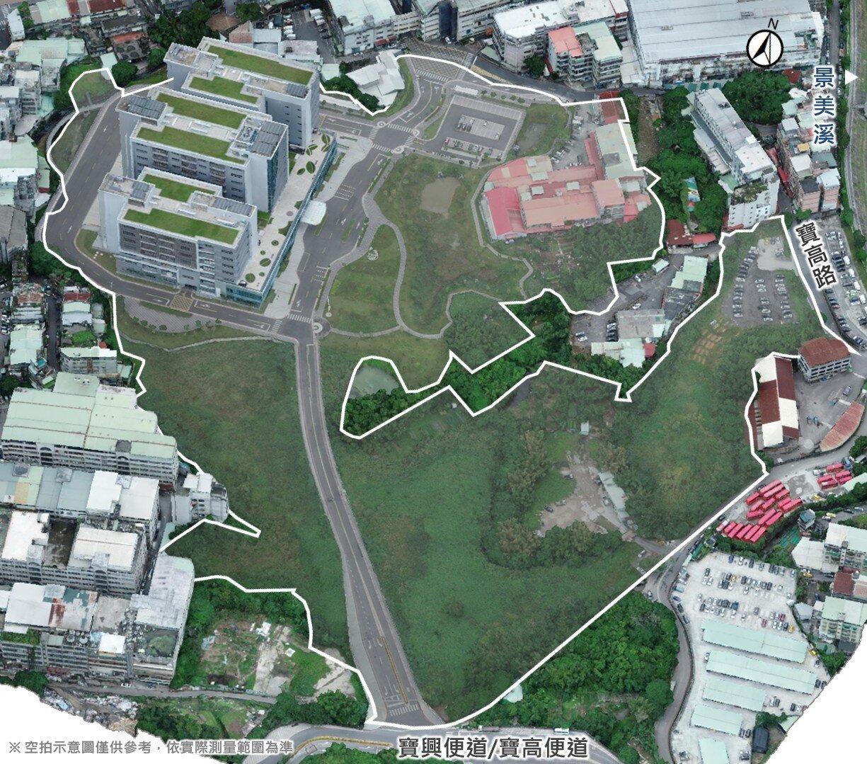 新店寶高智慧產業園區一、二期範圍示意圖。圖／新北市府提供