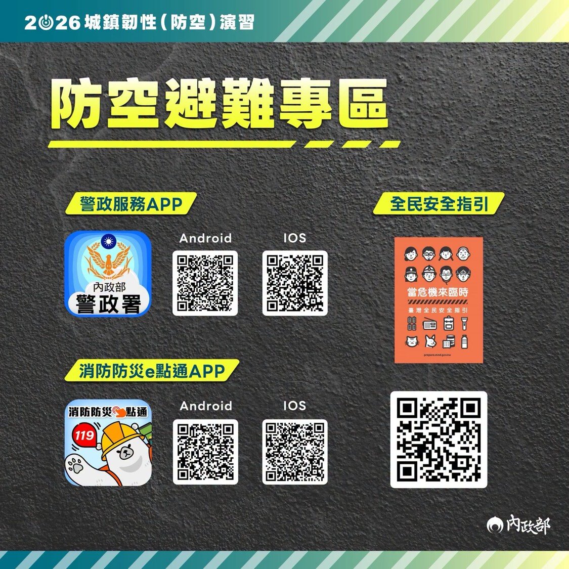 2026城鎮韌性防空避難專區。圖／內政部臉書