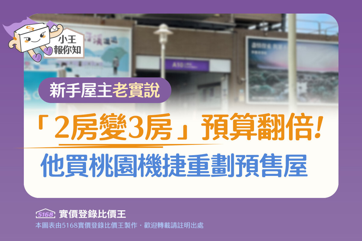 圖解／【新手屋主老實說】「2房變3房」預算翻倍！　他買桃園機捷重劃預售屋